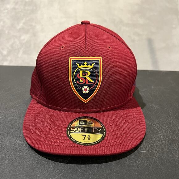 Real Salt Lake Hat Mens 7 3/8 Red Fitted New Era 59FIFTY MLS Soccer Cap - Picture 1 of 7